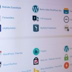 Computer screen displaying various website management tools and icons, including WordPress, phpMyAdmin, MySQL Databases, FTP Accounts, and website security options.